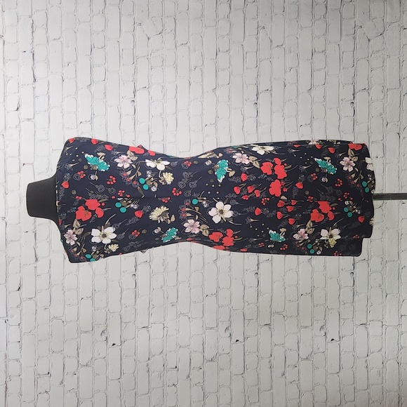 Tommy Hilfiger Navy Blue Floral Print Sheath Dress - Size 14 - Picture 2 of 10